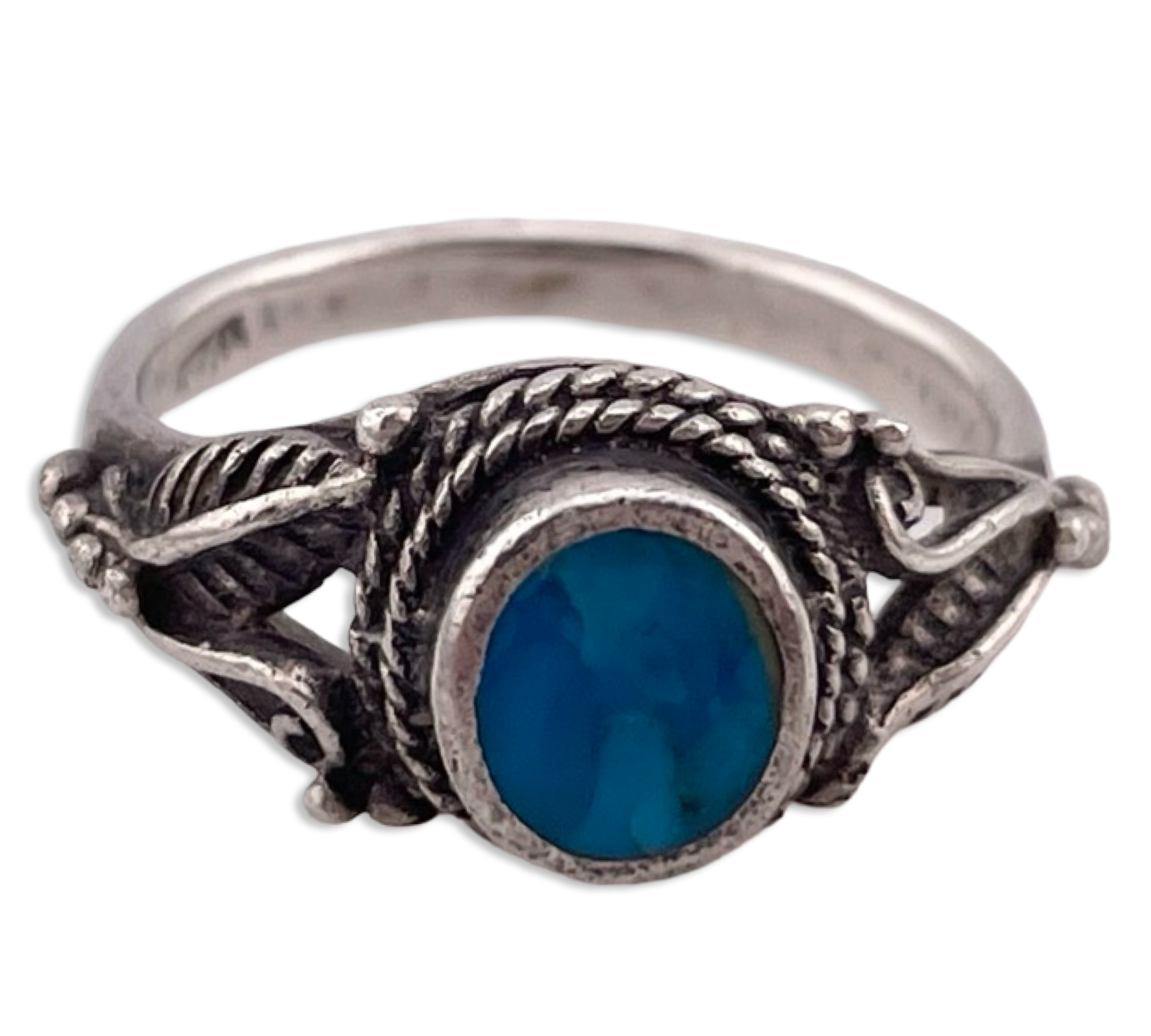 size 4 sterling silver synthetic turquoise ring **AS IS**