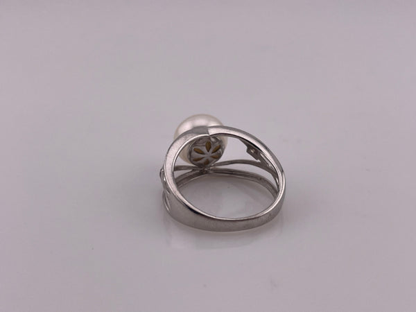 size 7 sterling silver faux pearl faceted topaz ring