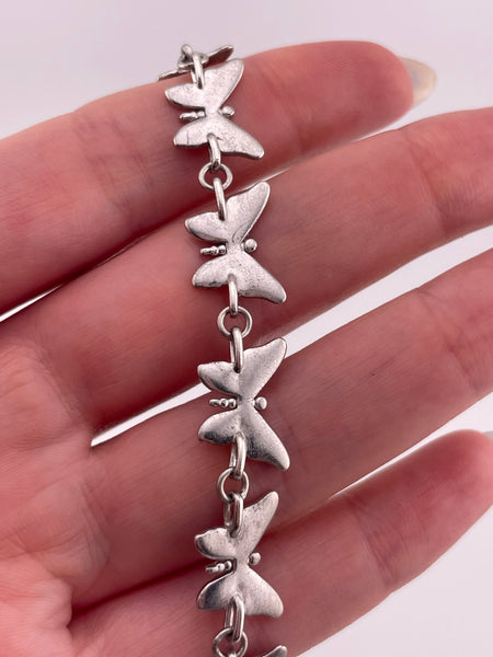 sterling silver butterfly link bracelet