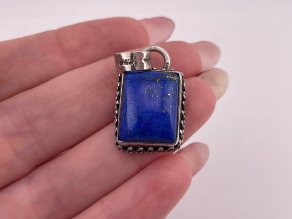 sterling silver rectangle lapis pendant