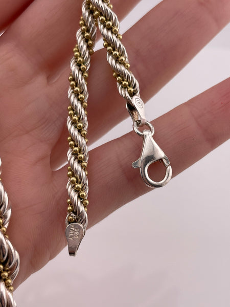 sterling silver 20" twisted entwined rope gold-plated ball chain