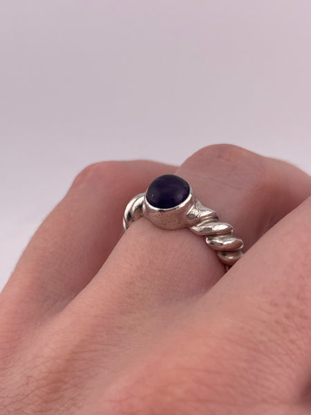 size 7 sterling silver amethyst twisted cable band ring