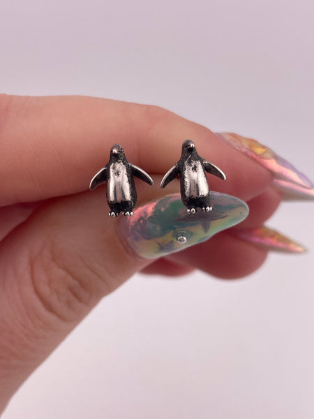 sterling silver penguin post stud earrings ***non-sterling posts***