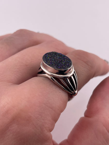size 7.25 sterling silver east west druzy doublet ring