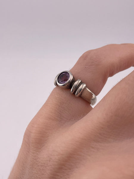 size 4 sterling silver faceted amethyst ring