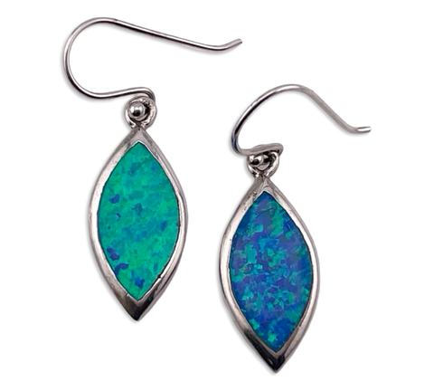 sterling silver synthetic opal hook dangle earrings