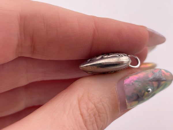 sterling silver engraved puffy heart pendant