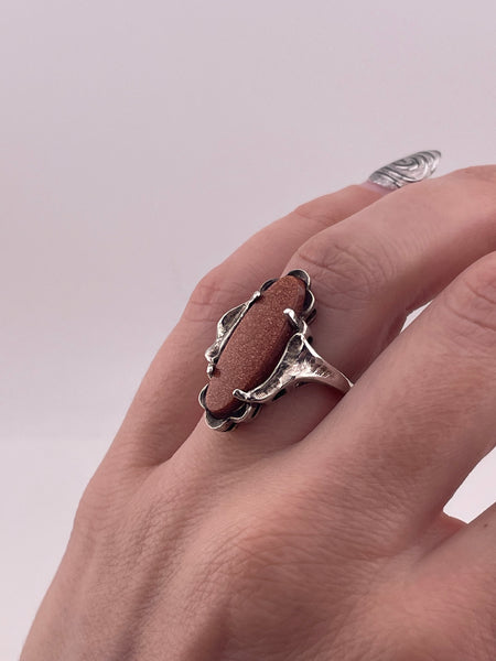 size 6.25 sterling silver goldstone ring