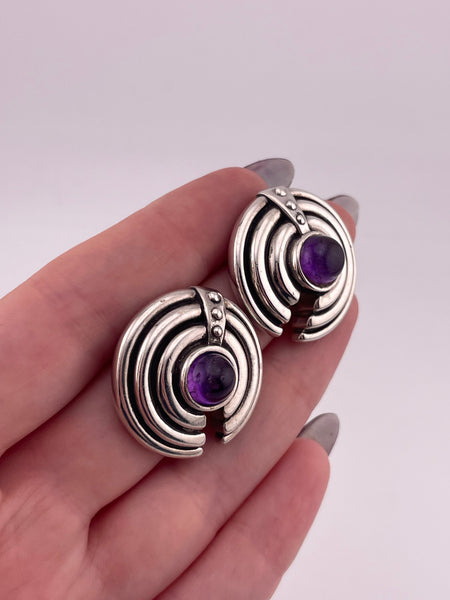sterling silver amethyst round post earrings ***Non-Sterling Posts***
