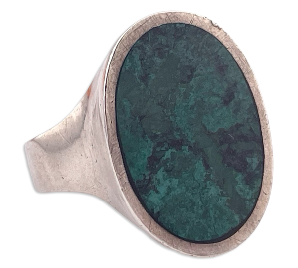 size 9.75 sterling silver chunky flat chrysocolla ring