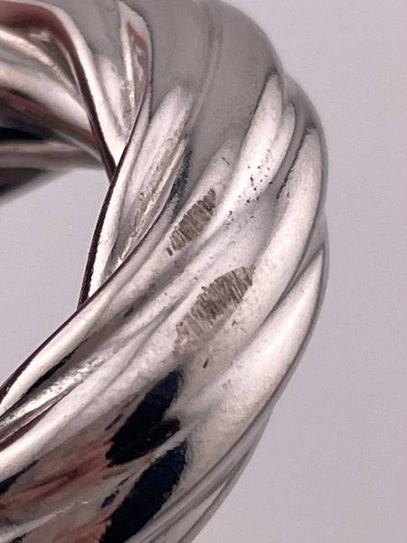 sterling silver chunky 1-3/16" rhodium plated puffy cable hoop earrings