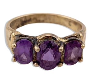 size 10 sterling silver gold plated simulated purple sapphire ring