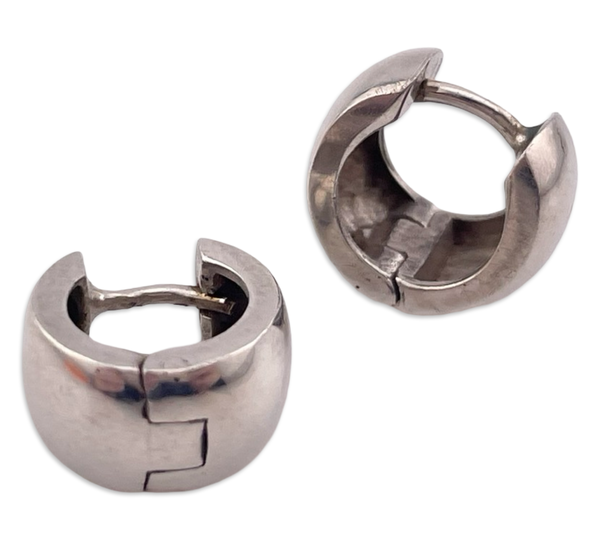 sterling silver chunky 1/2" huggie hinge hoop earrings