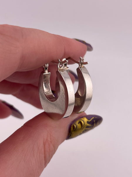 sterling silver smooth puffy 3/4" hoop earrings