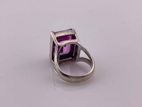 size 6.25 sterling silver faceted lab ruby ring