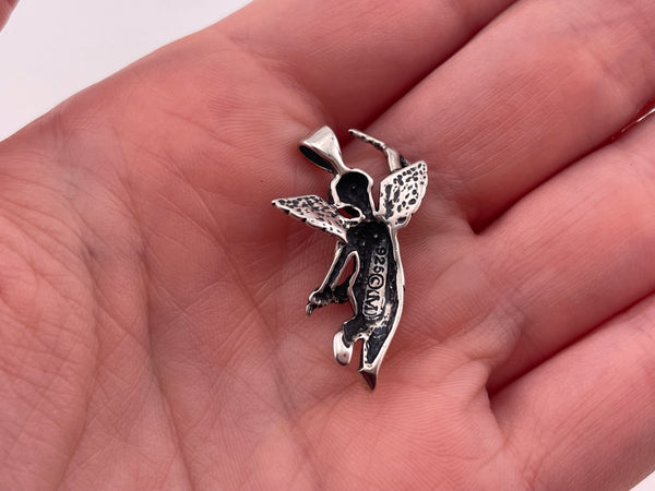 sterling silver cherub angel pendant