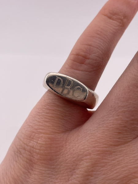 size 5 sterling silver chunky 'DBC' signet ring