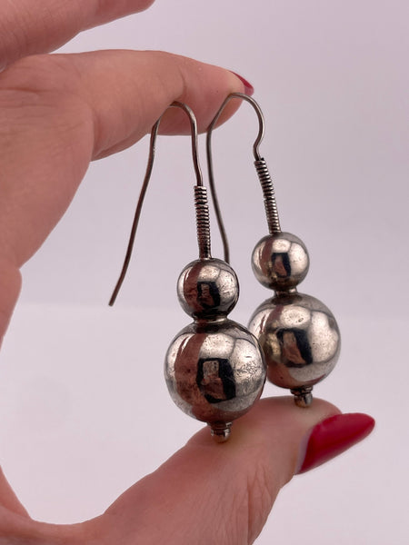 sterling silver stoneless ball dangle earrings **AS IS**