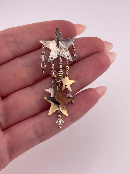 sterling silver Tabra star dangle plastic bead pin