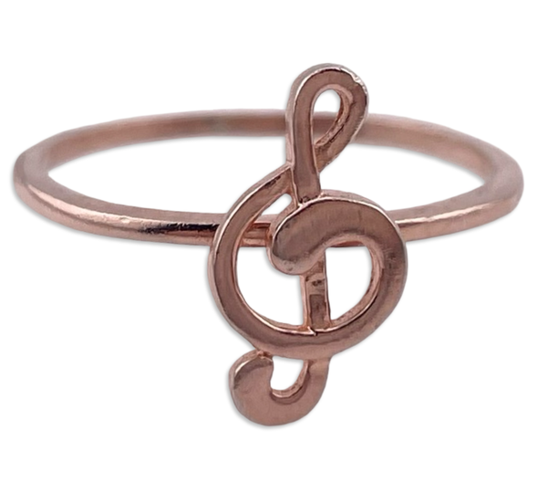 size 8.25 sterling silver gold plated music treble cleft ring