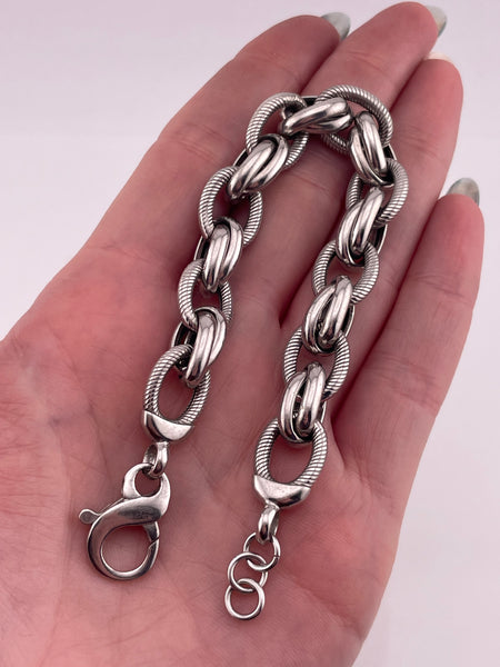 sterling silver 7 1/2" circle link bracelet