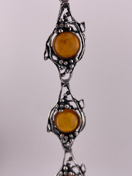 sterling silver 7 1/2" amber link bracelet
