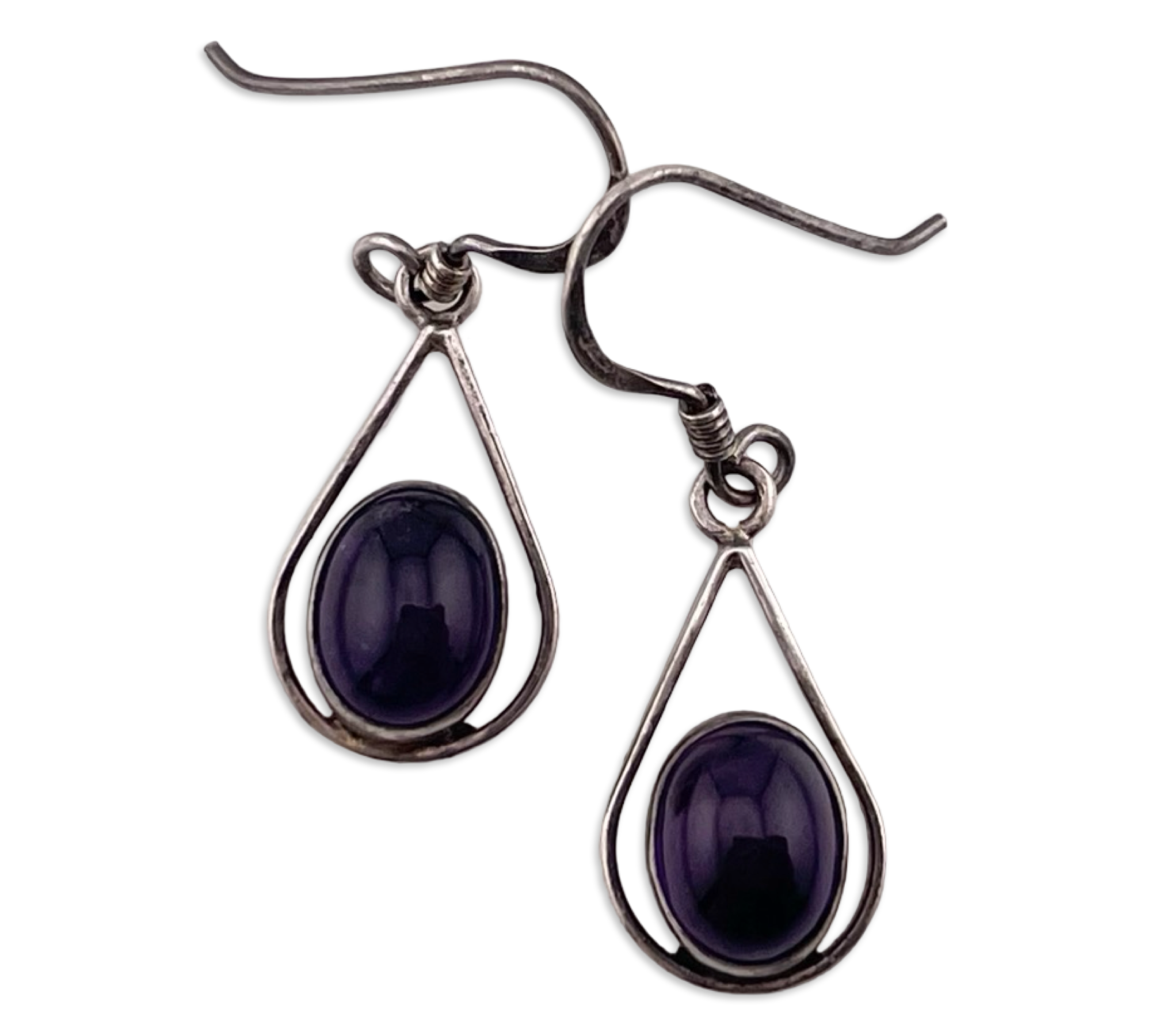 sterling silver amethyst hook dangle earrings