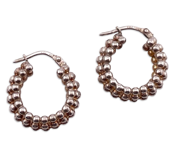 sterling silver 3/4" ball chain hoop earrings