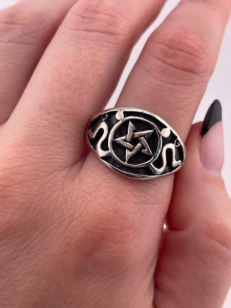 size 11.75 sterling silver pentacle star ring