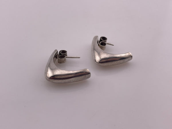 sterling silver Mexican modern L shaped chunky stoneless post earrings