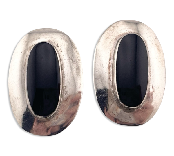 sterling silver onyx post earrings