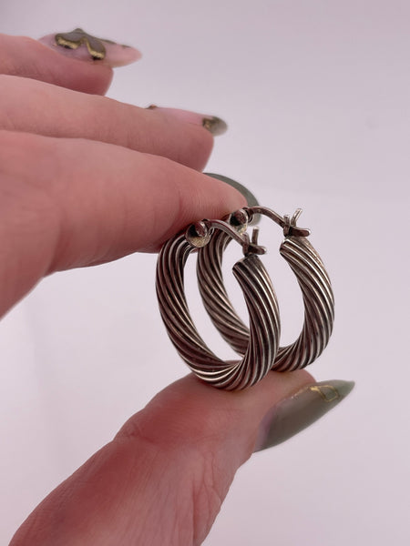 sterling silver 7/8" cable twist hoop earrings