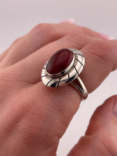 size 7 sterling silver carnelian ring