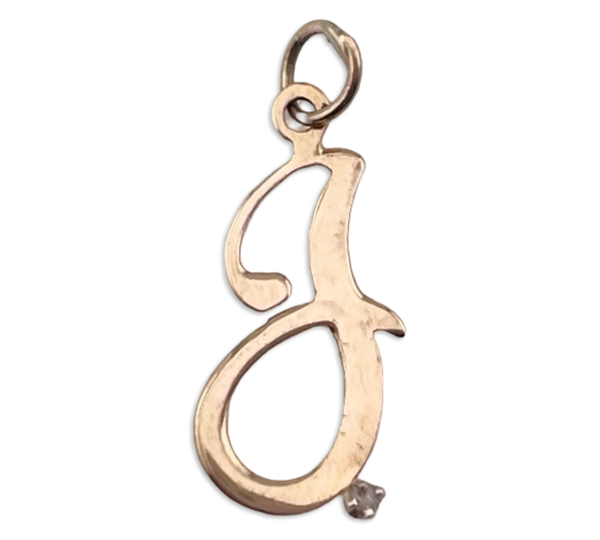14k yellow gold diamond letter initial 'J' pendant