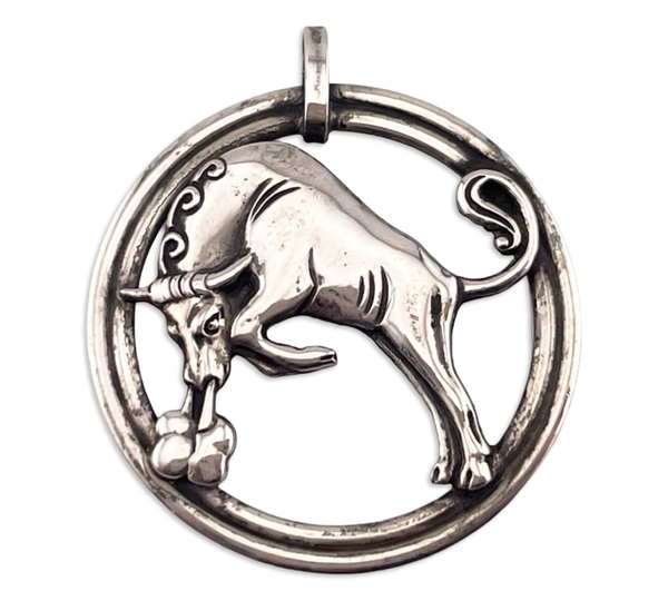 sterling silver Taurus zodiac sign pendant