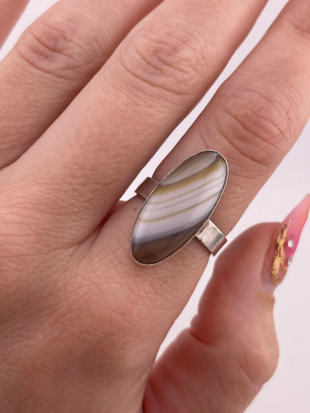 size 7.25 sterling silver agate ring