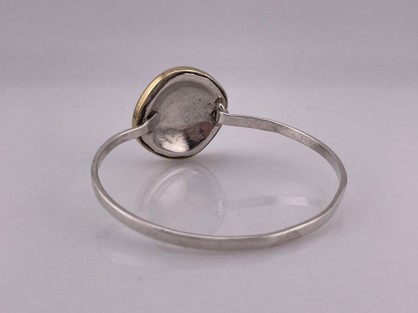 sterling silver & brass stoneless clasp bangle bracelet