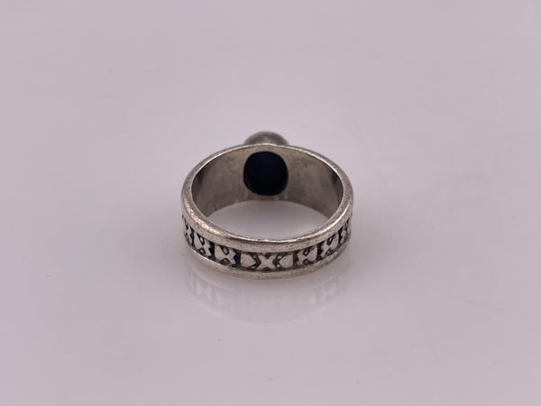 size 7.25 sterling silver lapis detailed band ring ***AS IS***
