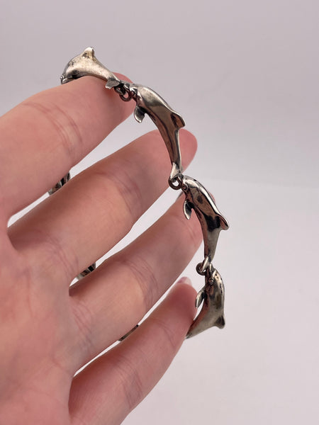 sterling silver 7" Kabana dolphin link bracelet