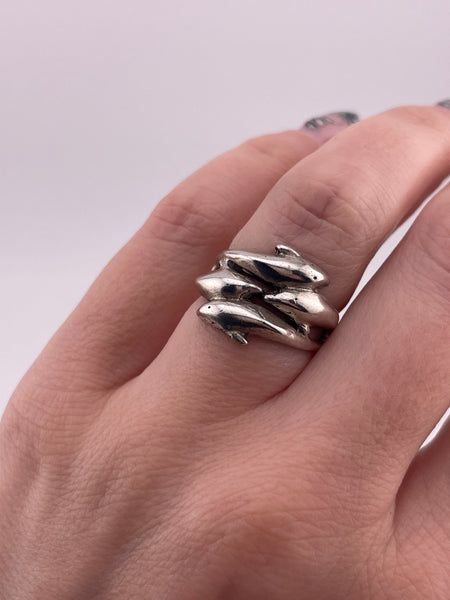size 6 sterling silver dolphins ring