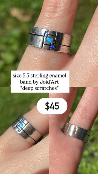 RESERVED PRIVATE LISTING -- sterling silver enamel band ring A47