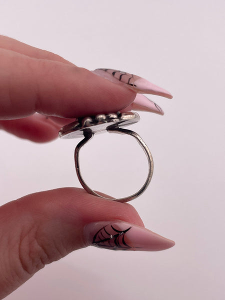 size 6 sterling silver turquoise dot rope setting ring