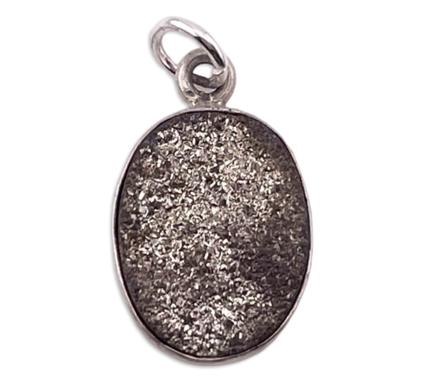 sterling silver gray oval druzy doublet pendant