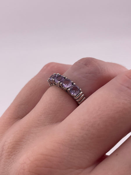 size 6 sterling silver 5 stone faceted amethyst ring