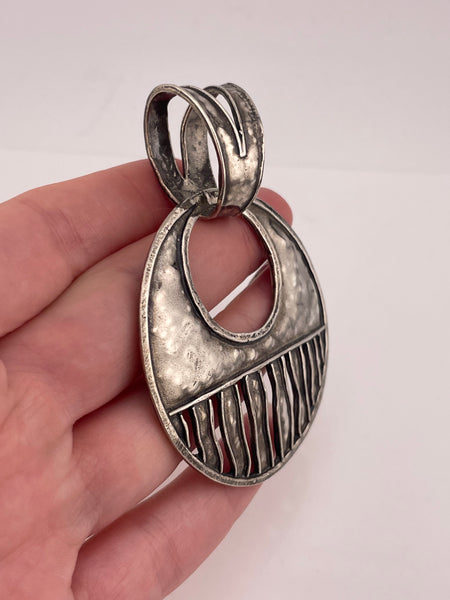 sterling silver Silpada large stoneless hammered finish pendant