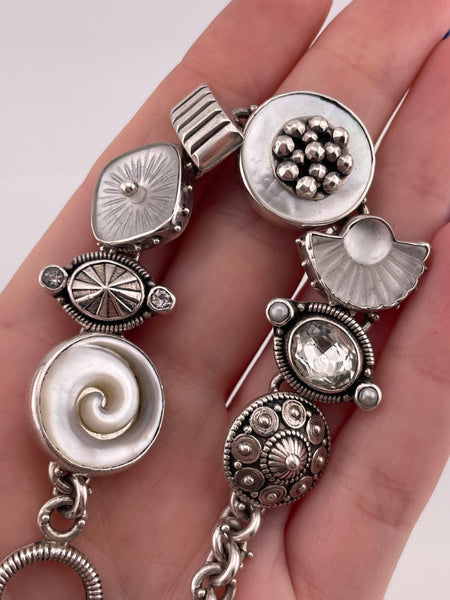 sterling silver designer Mars & Valentin t-bar toggle link bracelet