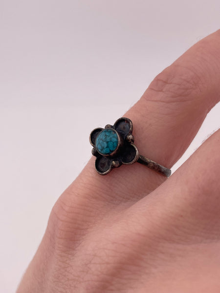 size 5.5 sterling silver crushed turquoise ring