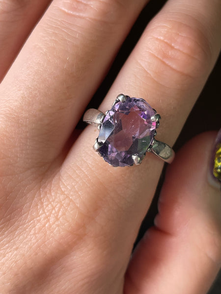 size 9 sterling silver Kabana faceted amethyst ring