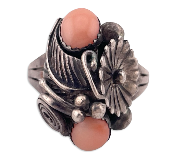 size 9 sterling silver angel skin coral ring