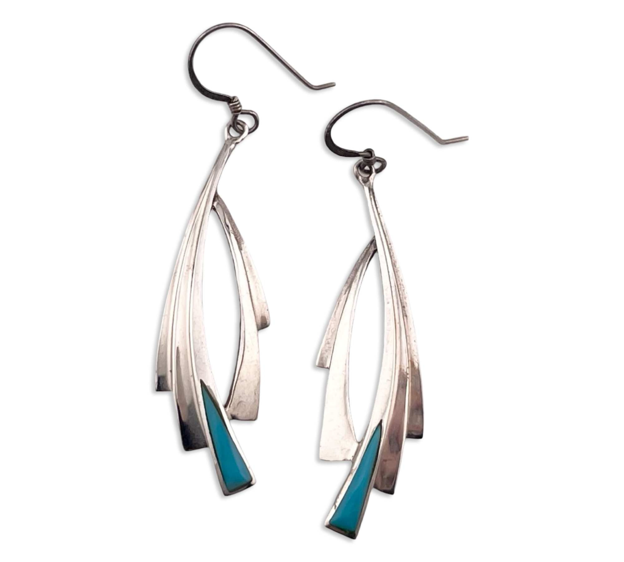 sterling silver synthetic turquoise hook dangle earrings